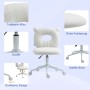 Weißer HOMCOM Bürostuhl mit Teddy-Vlies Bezug, höhenverstellbar und drehbar. Niedliches Bärendesign.