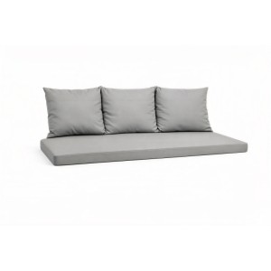 Graues Gartenkissen-Set für 3-Sitzer Gartensofa, passend für Polyrattan Möbel.