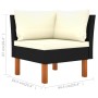 vidaXL Gartenmöbel: Schwarzes Lounge-Eckteil aus Rattan mit cremefarbenen Kissen.