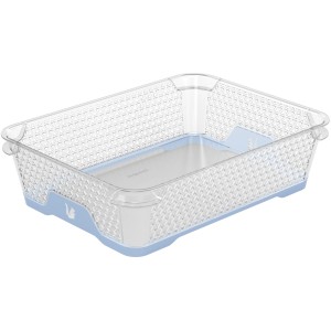 Keeeper Stapelkörbchen Jonas A5 in Nord-Blau, transparentes Kunststoff-Design für Küche & Büro.