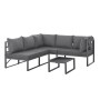 Graues Svita Maui Gartenmöbel Lounge Set mit Sofa, Sesseln und Tisch.