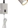 Nickel-matte Globo Wandlampe Robby, 1-flammig, mit Flexarm und Schalter.