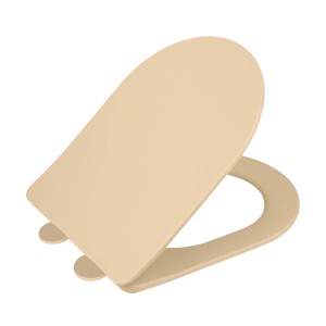 Beiger Wenko WC-Sitz Galati aus Duroplast mit Absenkautomatik und D-Form.