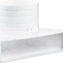 Weißes Umlenkstück System 125 mit Stutzen für Flachkanalsysteme.