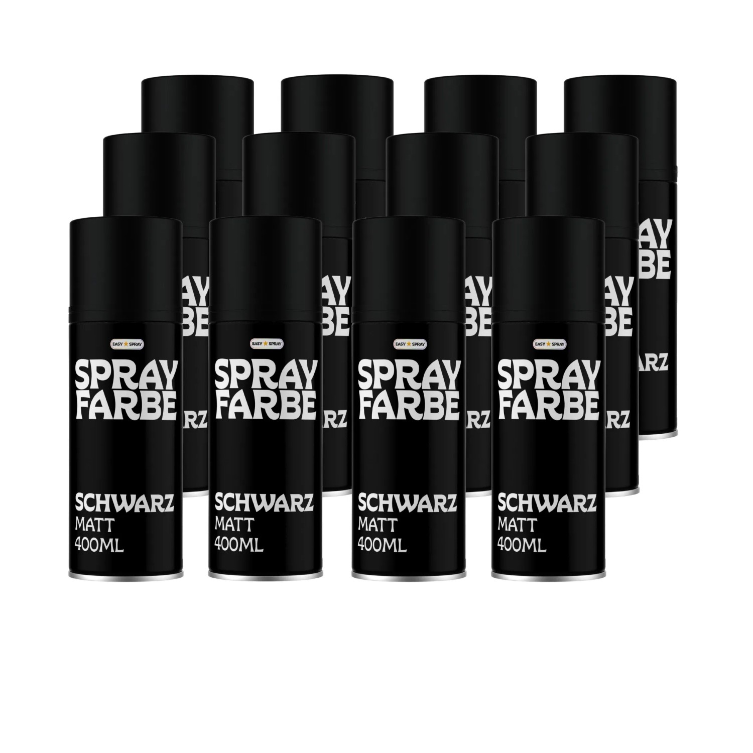 EasySpray Sprühfarbe 400 ml 12er Set Schwarz Matt