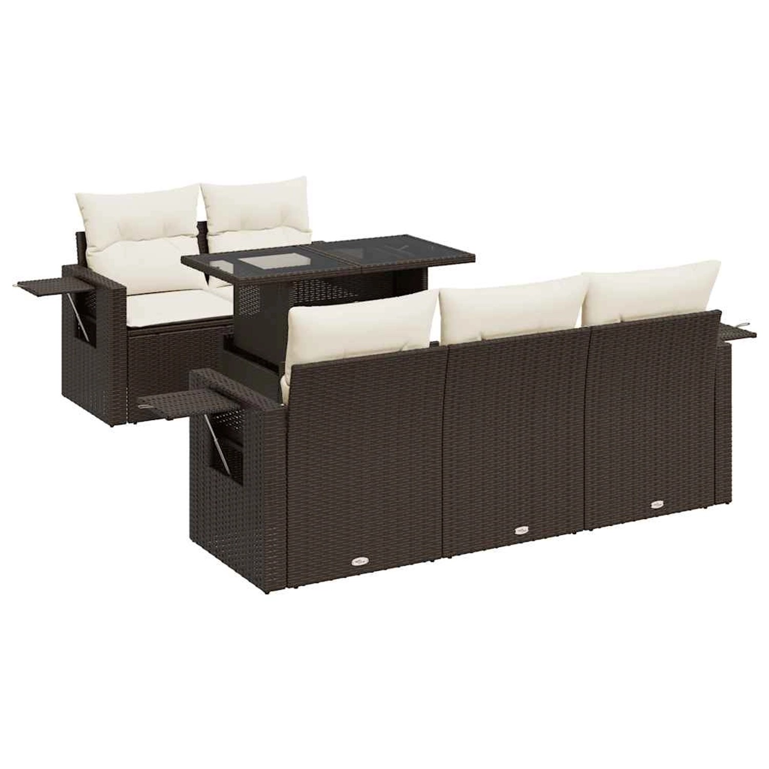 vidaXL 6-Tlg Garten-Sofagarnitur mit Kissen Braun Poly Rattan 3326414 günstig online kaufen