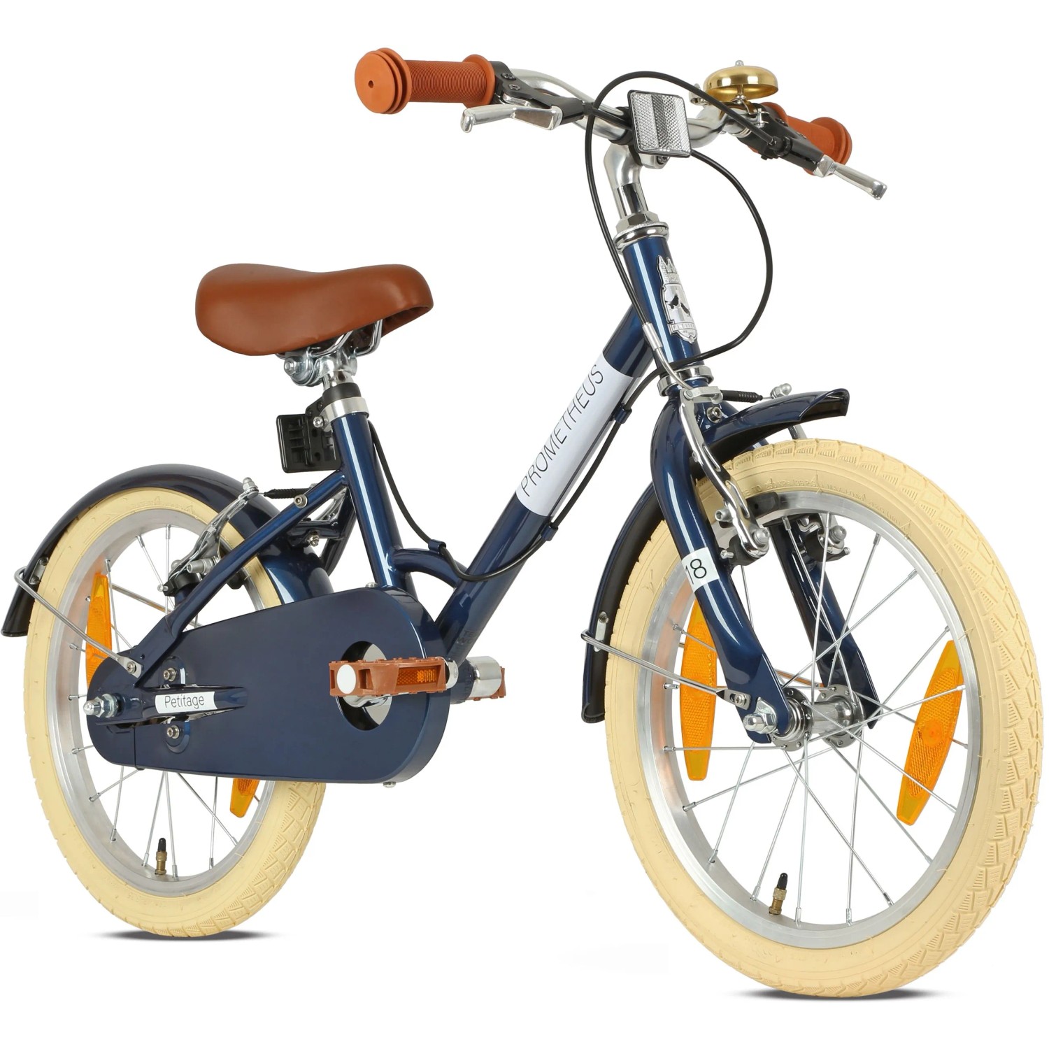 PROMETHEUS BIKES Kinderfahrrad 18 Zoll ab 5 und 6 Jahre Retro Look mit Felgenbremse & Ständer Blau