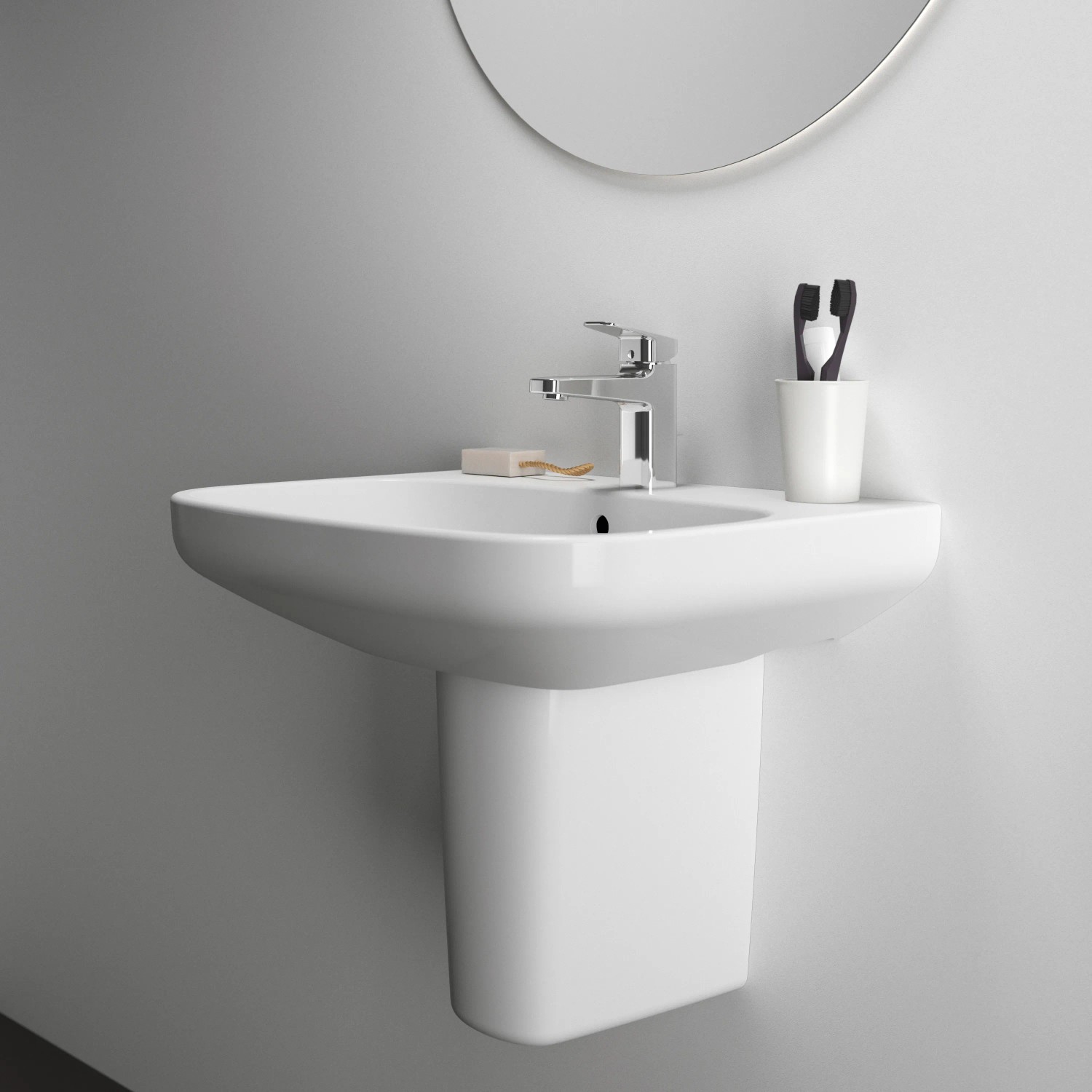 Ideal Standard i.life A Waschtisch, 60x48 cm, weiß, mit Hahnloch und Überlauf.