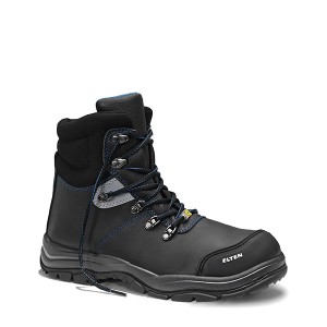 Schwarzer Elten Sicherheitsstiefel Mason Pro, hoch, mit Schnürung und Stahlkappe.