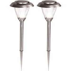 2er-Set Duracell Solarspieße aus Edelstahl für Garten & Weg, mit 2 Modi.