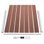 Braunes vidaXL WPC Zaunelement Set mit 7 Brettern, 2 Pfosten, Aluminiumleiste und Montagezubehör für Sichtschutzzäune.