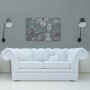 Leinwandbild mit Rosenmuster in Grün und Grau, Vintage Wandbild für Wohnzimmer, 120x80 cm.