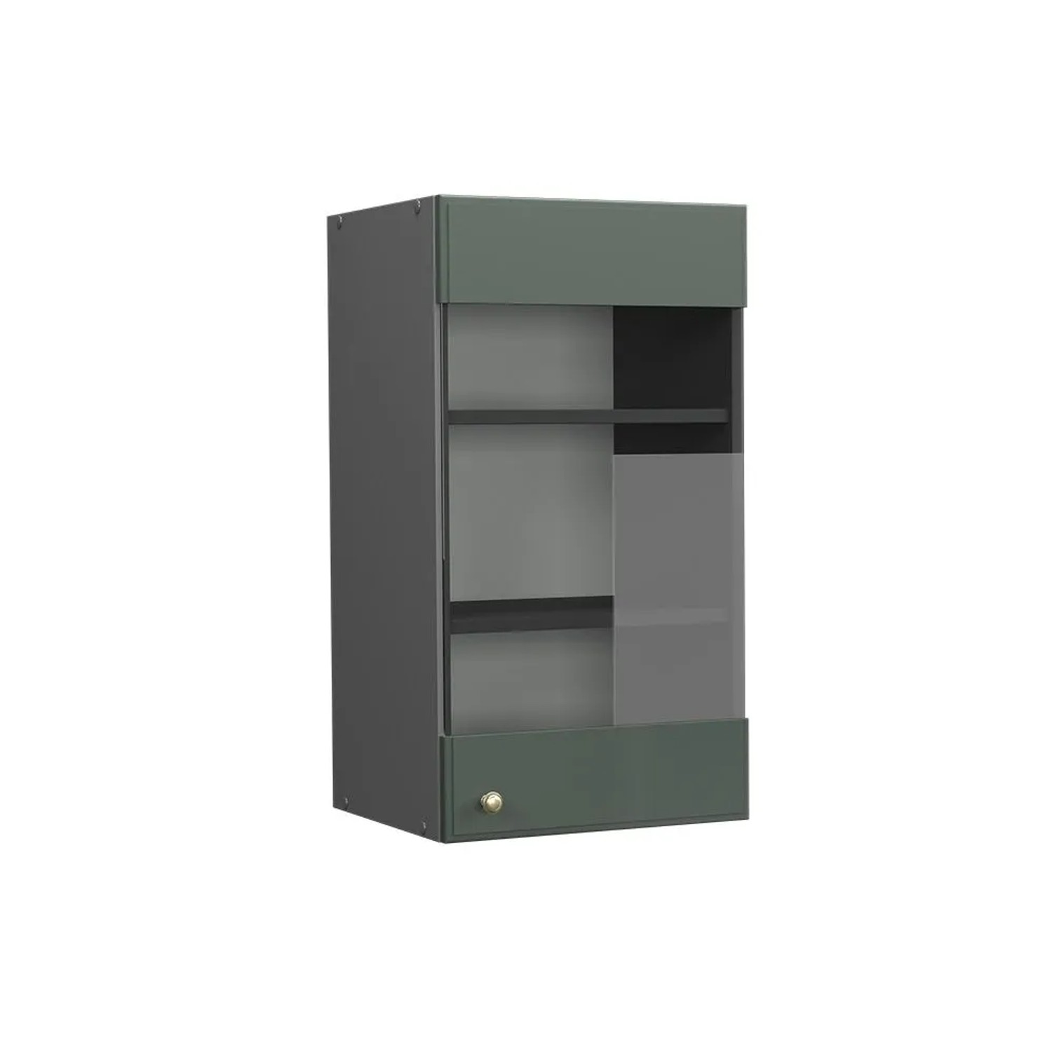 Vicco Küchenglasschrank Fame-Line Glashängeschrank Grün-Gold Landhaus Anthrazit 40 cm