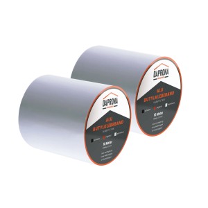 Zwei Rollen Daprona Butylband, 10m x 150mm, Alu Silber, Dichtband für Reparaturen.