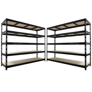 PROREGAL Mega Deal 2x Profi Schwerlastregal Rhino HxBxT 200x240x70cm 5 Spanplatten-Ebenen 8mm Fachlast 450kg Schwarz