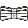 PROREGAL Mega Deal 2x Profi Schwerlastregal Rhino HxBxT 200x240x70cm 5 Spanplatten-Ebenen 8mm Fachlast 450kg Schwarz