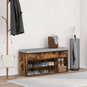 vidaXL Schuhbank Räuchereiche 102x30,5x45 cm Holzwerkstoff 859140