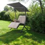 Angerer Hollywoodschaukel Swing Smart Sand, 1-Sitzer mit Sonnendach im Garten.
