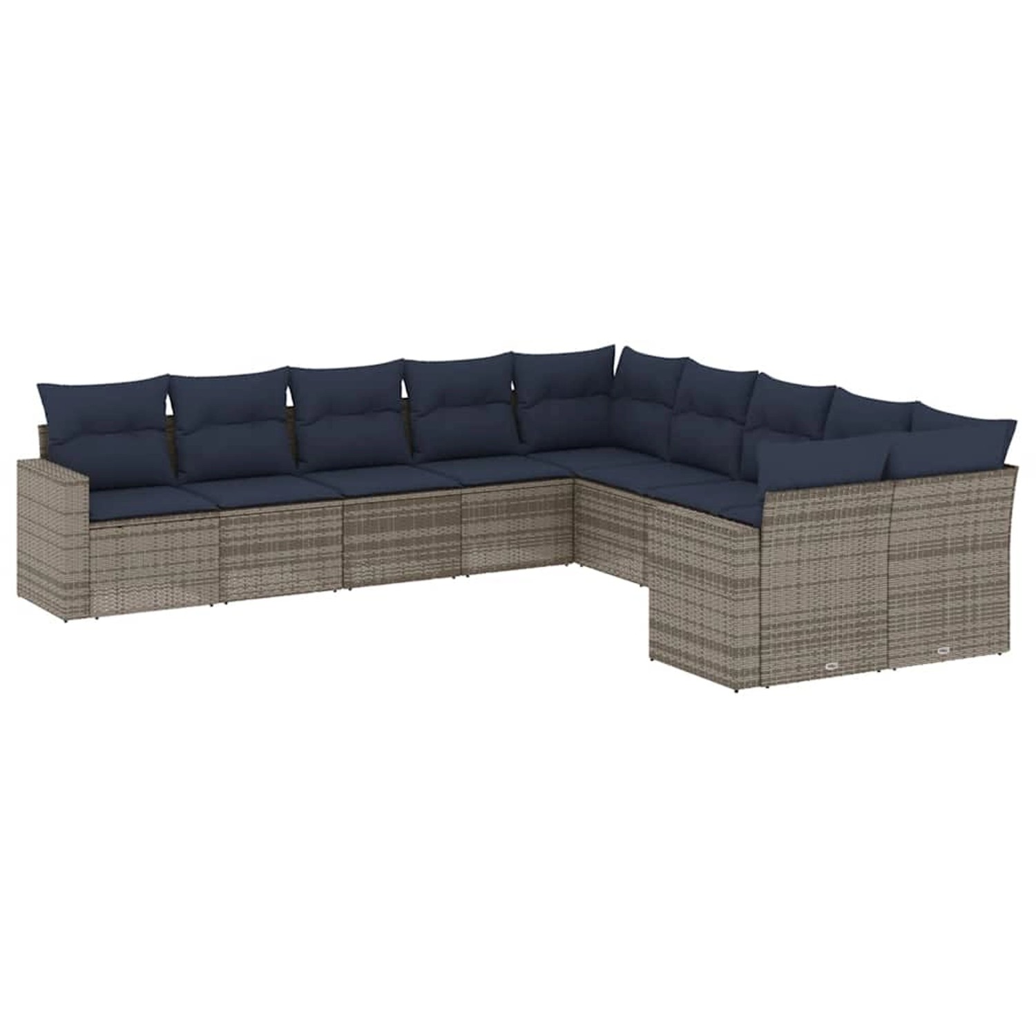 vidaXL 10-Tlg Garten-Sofagarnitur mit Kissen Grau Poly Rattan 3219501 günstig online kaufen