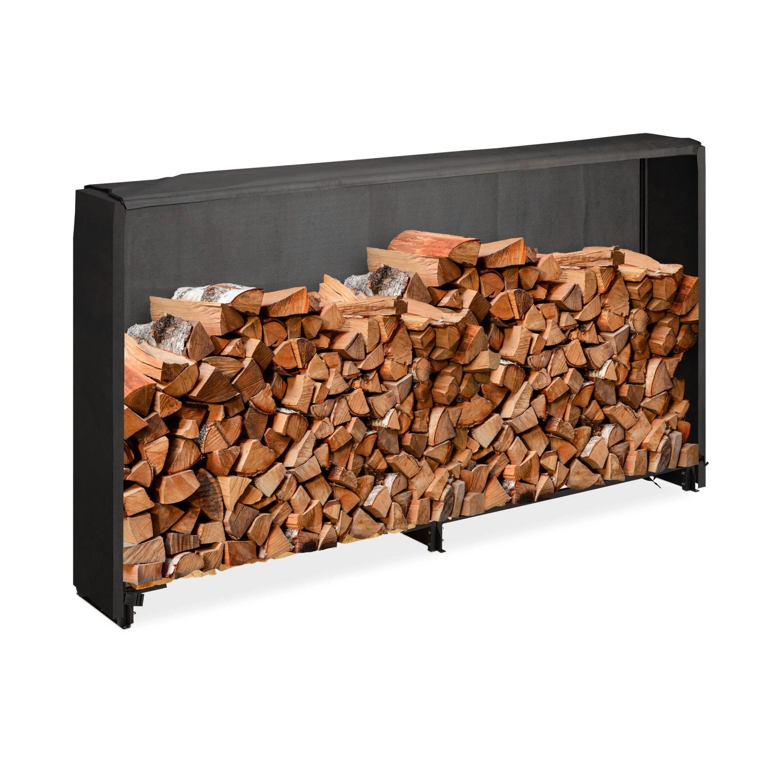 Relaxdays Kaminholzregal Eisen Schwarz mit Abdeckung 110 cm x 200 cm x 29 cm 5,7 kg