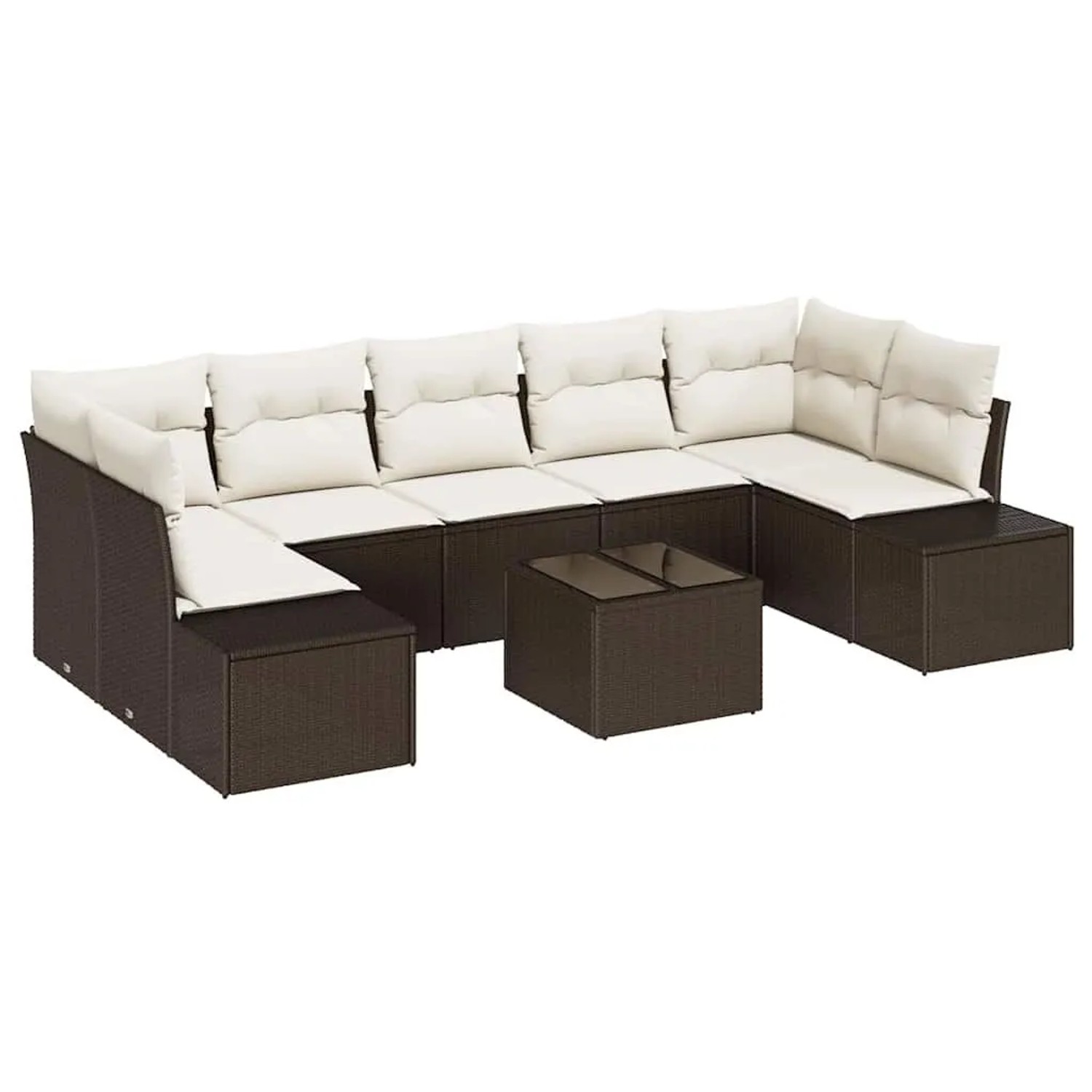 vidaXL Gartensofa-set mit Kissen 8-Tlg Braun und Creme Poly-Rattan 3355647 günstig online kaufen