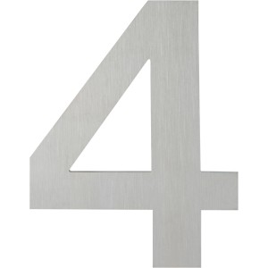 AnsaPro Hausnummer 4 aus Edelstahl, gebürstet und modern.