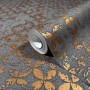 Marburg Vliestapete mit grafischem Sternenmuster in Anthrazit und Glanz-Effekt.