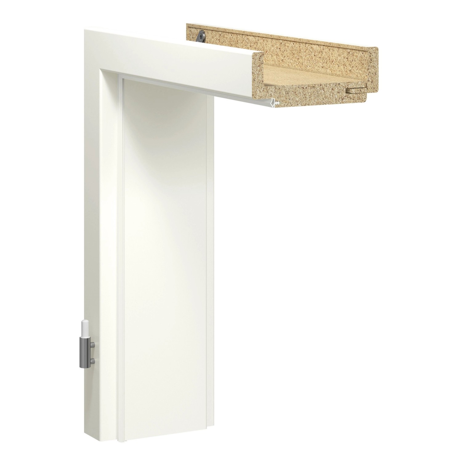 GetaDoor Zarge Brilant Soft Weiß 198,5 cm x 86 cm x 8 cm DIN L