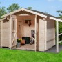 Weka Holz-Gartenhaus Bologna Natur, 340x200cm, mit Anbaudach. Gartenhütte aus Fichte mit Doppeltür.