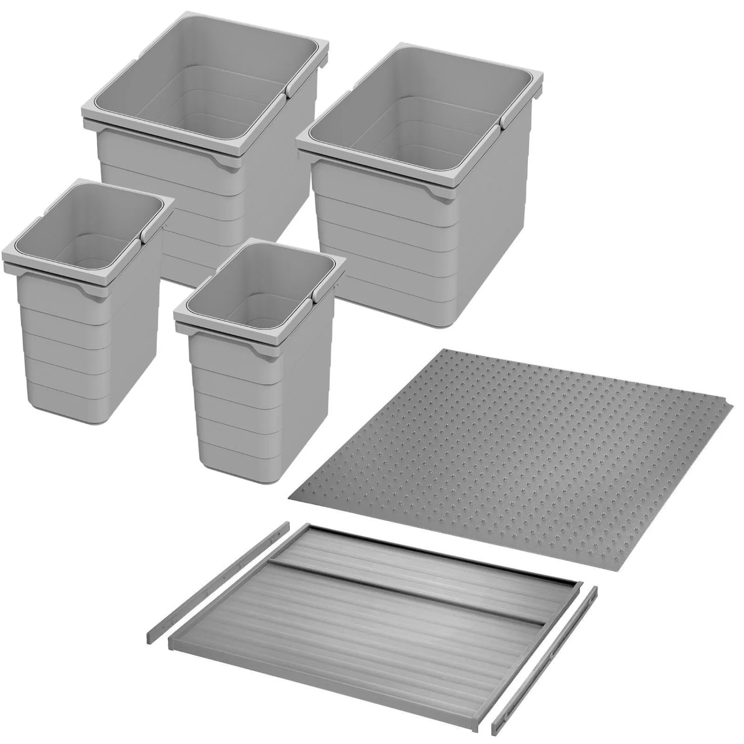 Ninka Abfalltrennsystem Eins2vier KB 600 mm 2x 7L 2x 15L Alugrau für Seitenstärke 16 mm