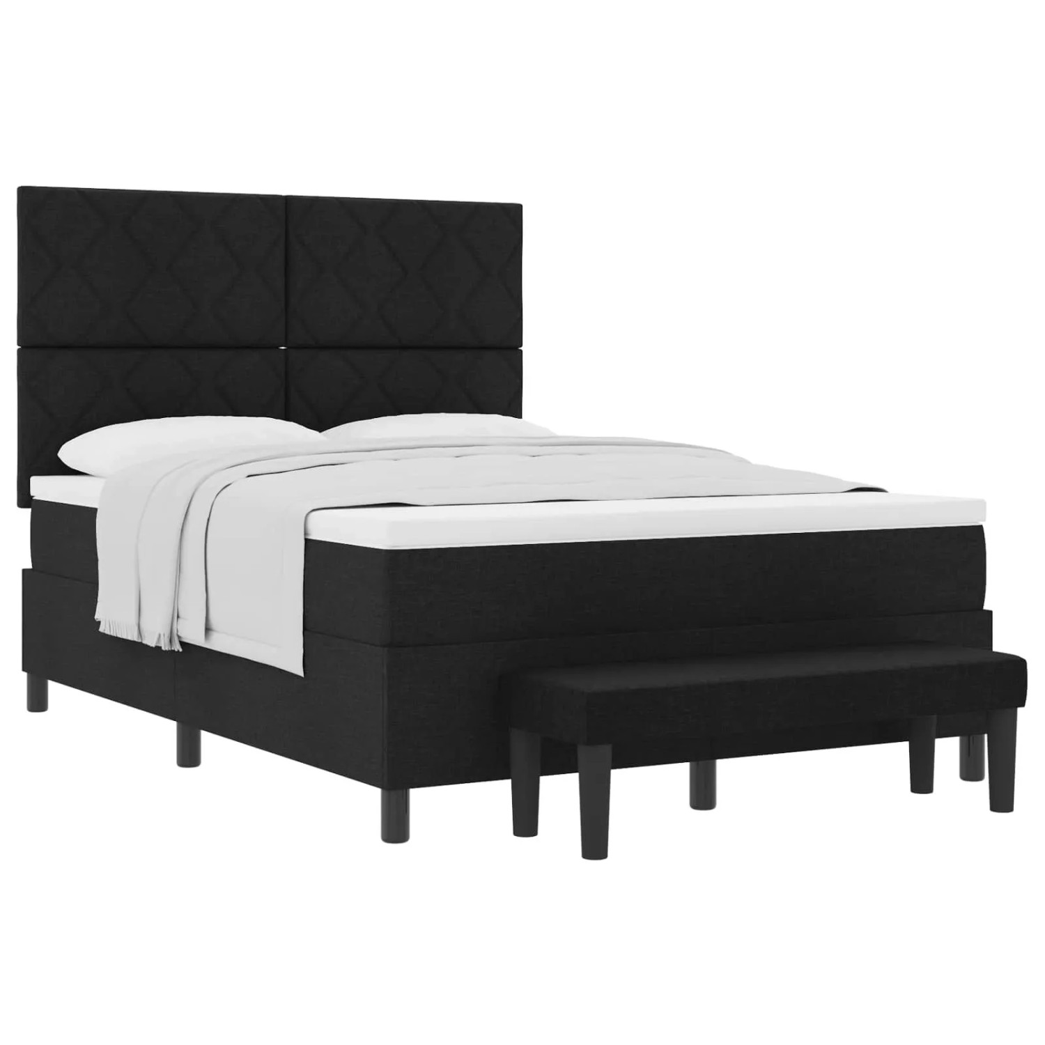 vidaXL Boxspringbett mit Matratze Schwarz 160 x 200 cm Stoff 3344158