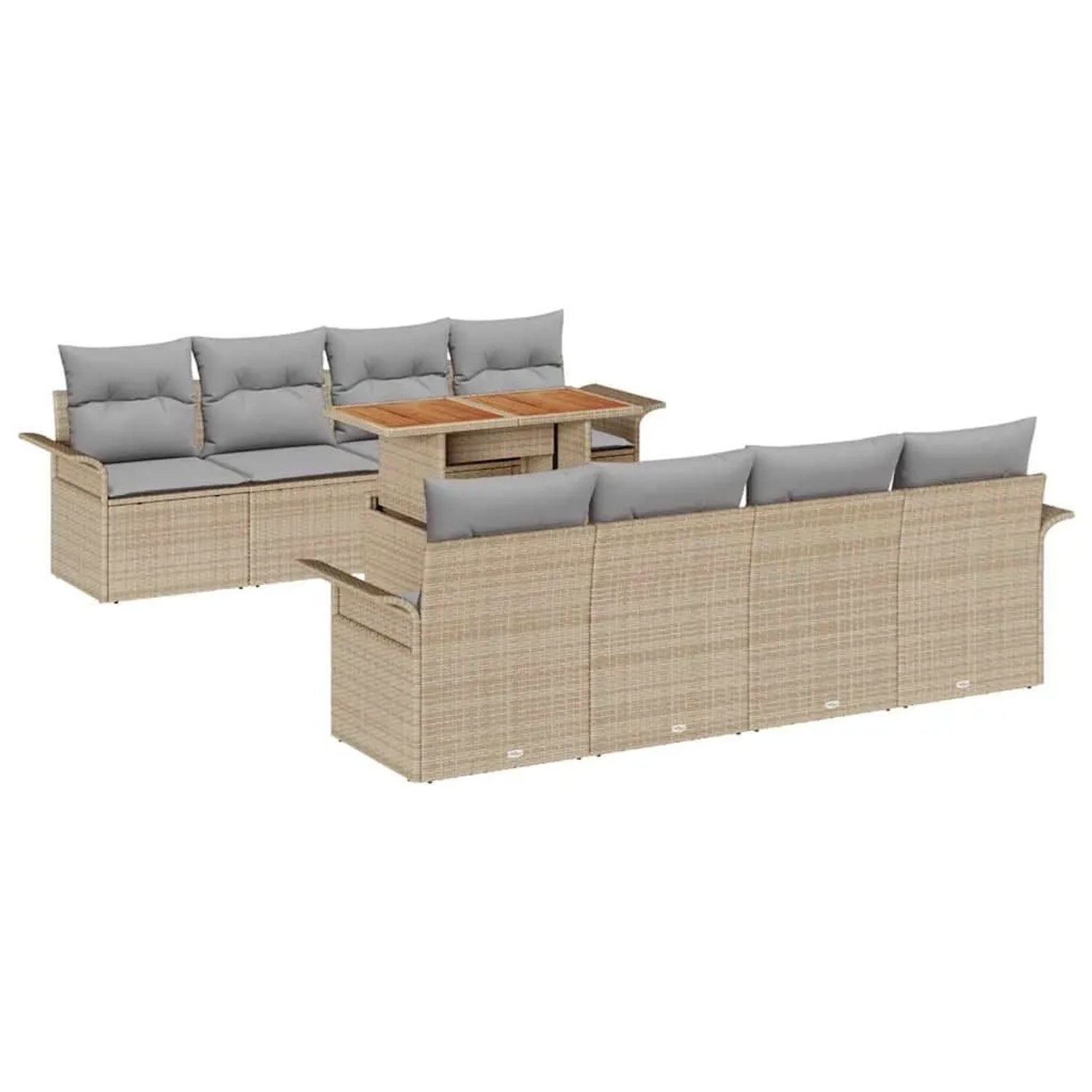 vidaXL Gartensofa-Set mit Kissen 7 Stk Beige und Hellgrau Poly-Rattan 33493 günstig online kaufen