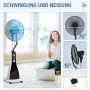 Schwarzer HOMCOM Standventilator aus Metall und ABS mit Oszillation, Neigung und Rädern.