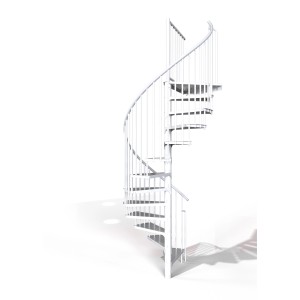 Weiße Minka Spindeltreppe Rondo Smart, 160 cm Durchmesser, für den Innenbereich.