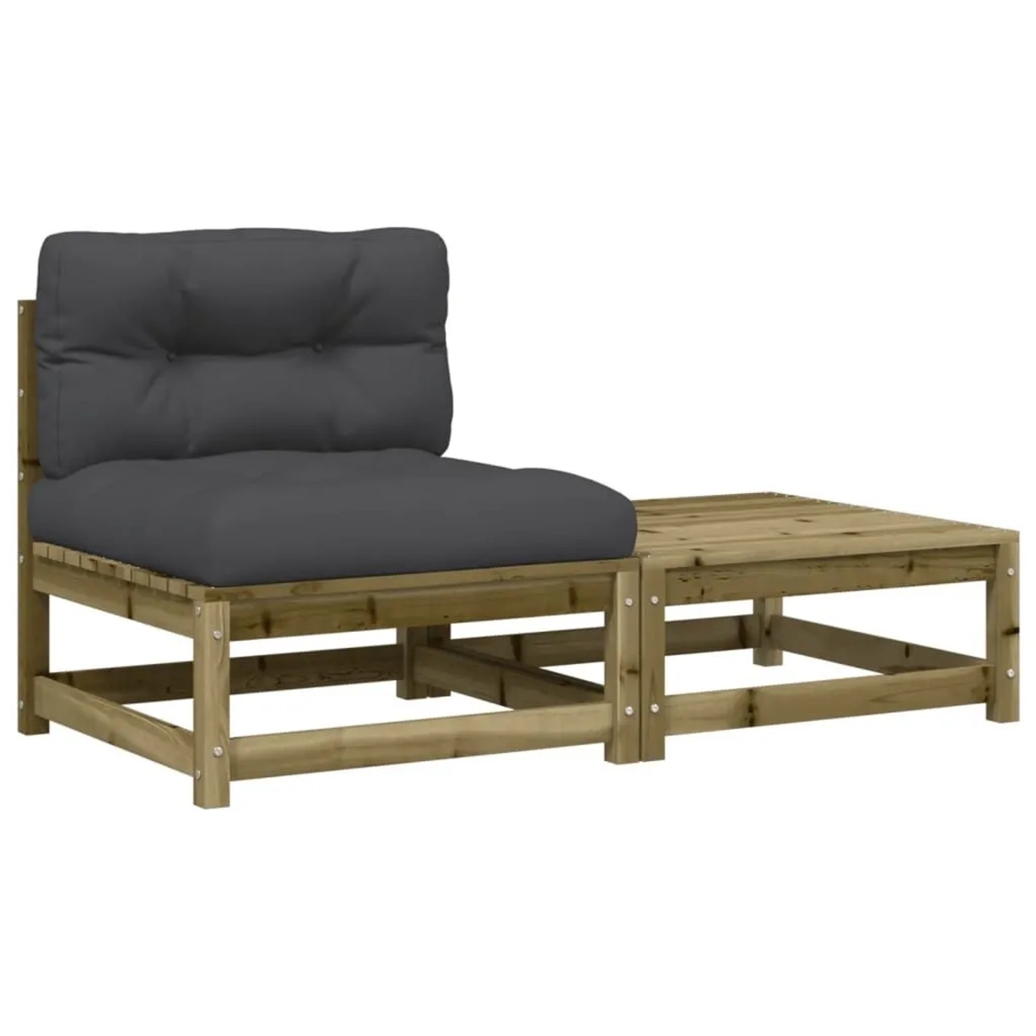 vidaXL Gartensofa ohne Armlehnen mit Kissen und Hocker 838140