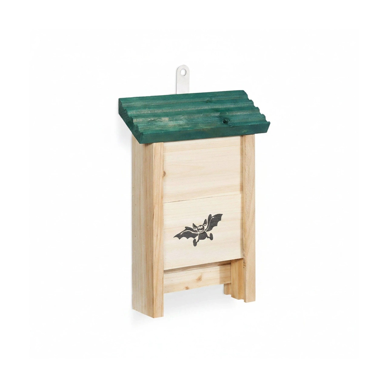 Relaxdays Fledermauskasten Holz Metall Natur Dunkelgrün Unbehandelt mit Anflughilfe 25,5 cm x 18 cm x 6 cm 0,34 kg