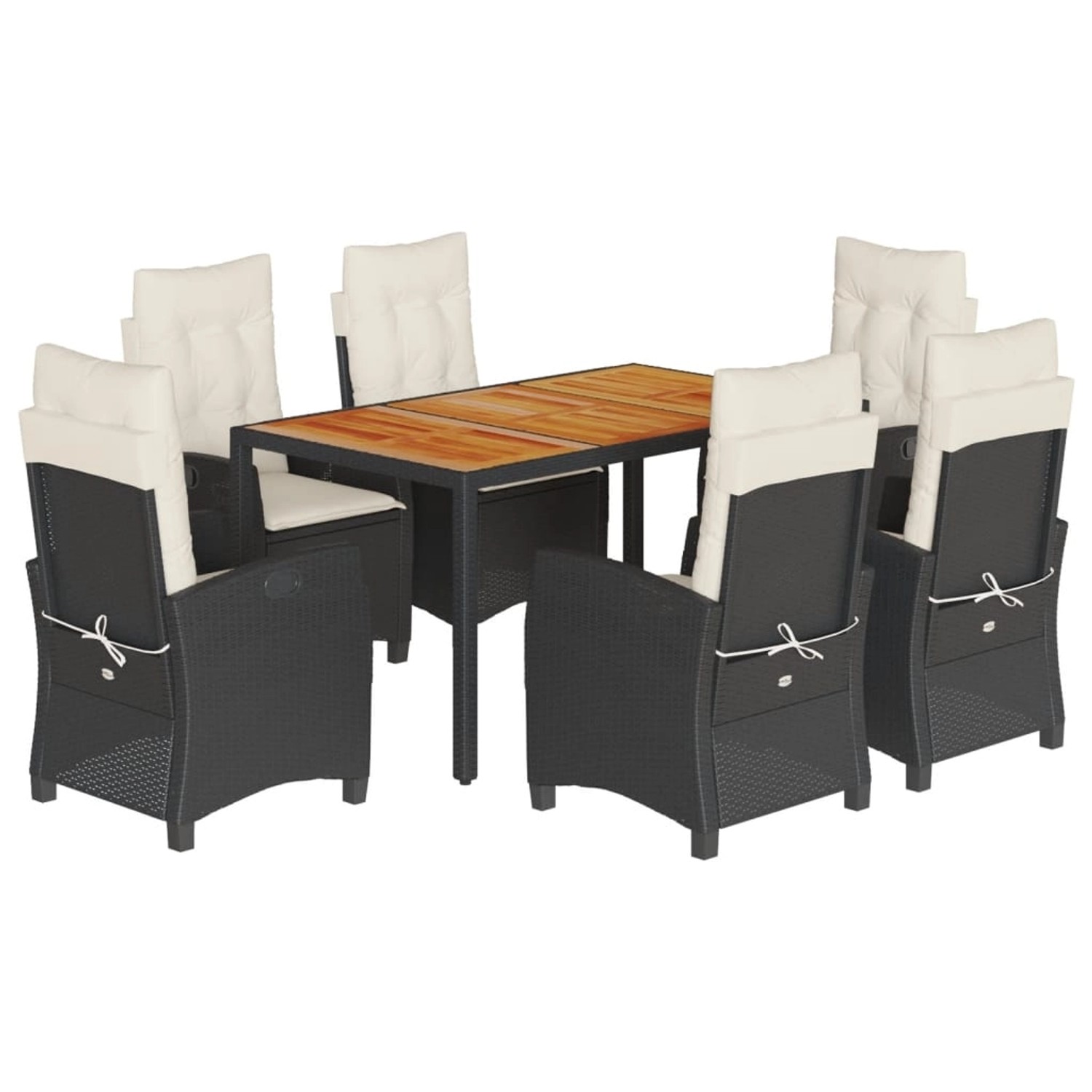 vidaXL 7-Tlg Garten-Essgruppe mit Kissen Schwarz Poly Rattan 3212657 günstig online kaufen