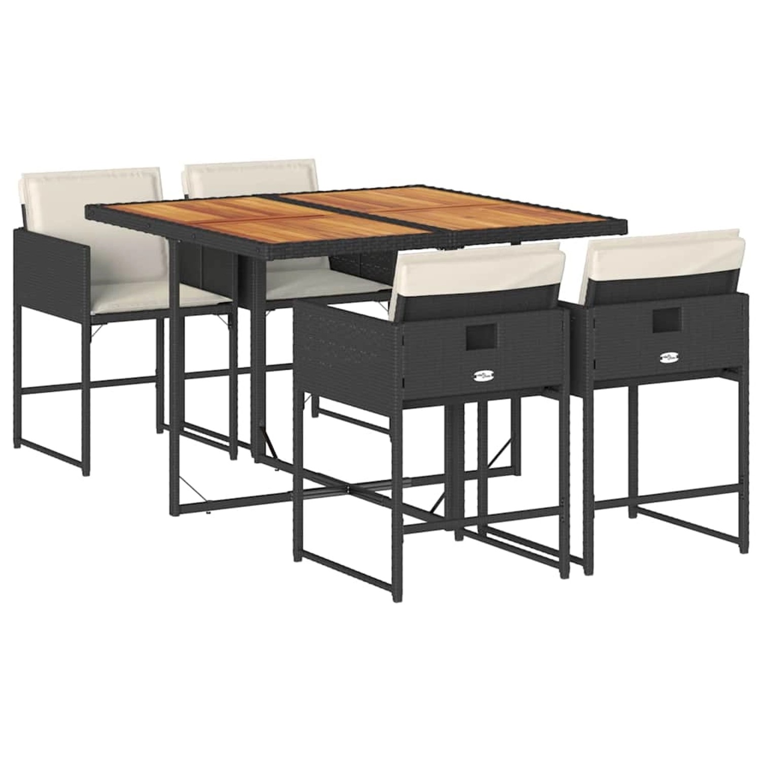 vidaXL 5-Tlg Garten-Essgruppe mit Kissen Schwarz Poly Rattan 3211263 günstig online kaufen