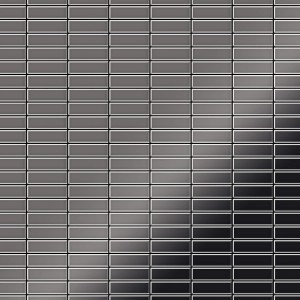 Hochglanz Mosaikfliese aus Titan in Dunkelgrau. Metall Mosaik für Bad & Küche.