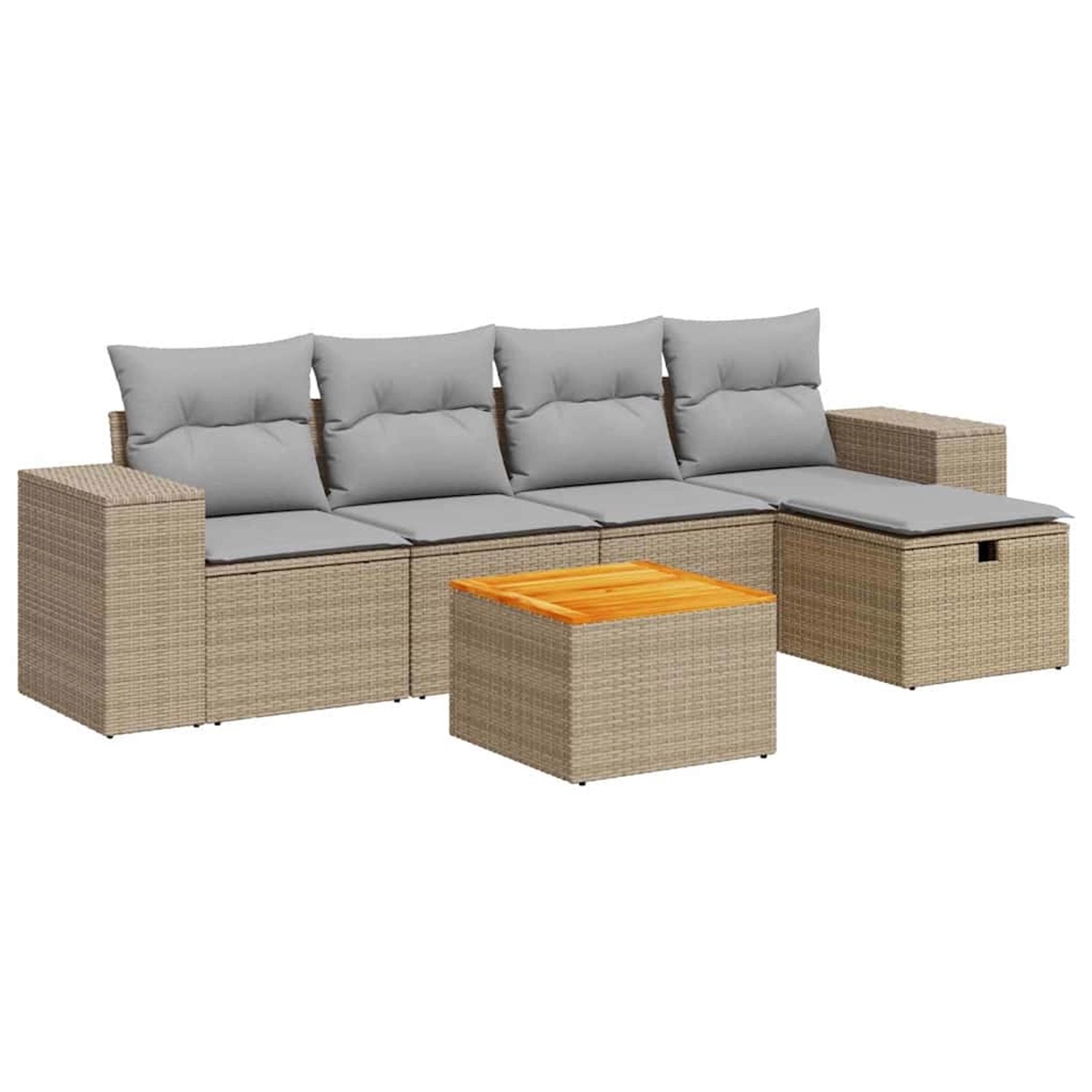 vidaXL 6-Tlg Garten-Sofagarnitur mit Kissen Beige Poly Rattan 3325867 günstig online kaufen