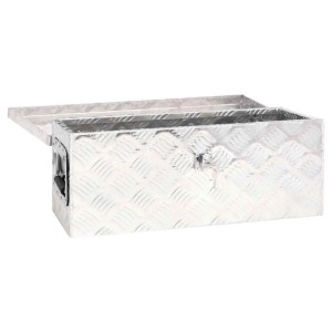 DELUKE Aluminiumbox Mit Deckel Abschließbar Alubox Deichselbox Alu Anhängerbox Werkzeugkiste Transportbox Metallkiste 60x23,5x23cm Silber