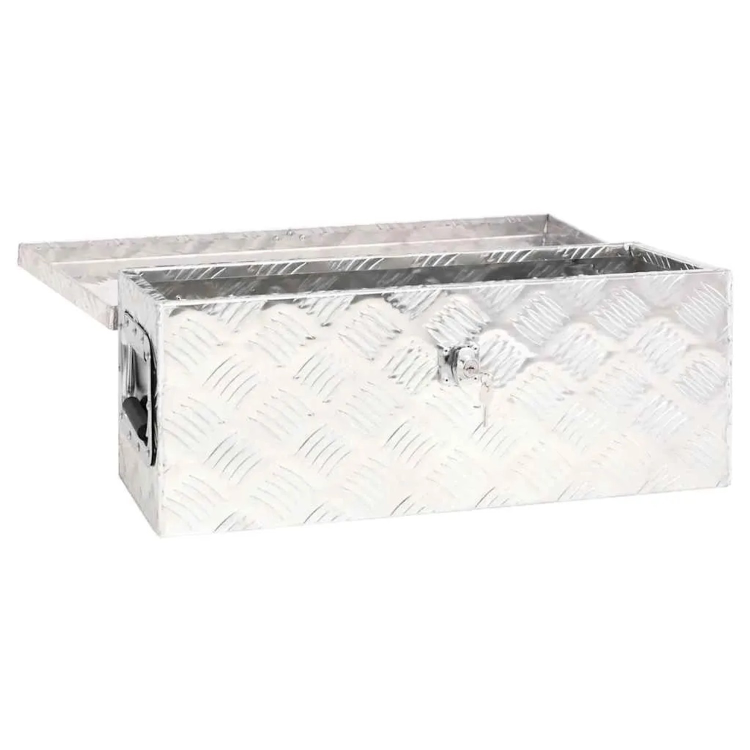 DELUKE Aluminiumbox Mit Deckel Abschließbar Alubox Deichselbox Alu Anhängerbox Werkzeugkiste Transportbox Metallkiste 60x23,5x23cm Silber_2