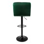 Grüner Samt Barhocker (2er Set) von ML-Design mit Rückenlehne und schwarzem Gestell.