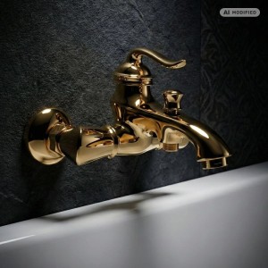 PaulGurkes Gold Wannenarmatur Aufputz Retro Nostalgie Mischbatterie