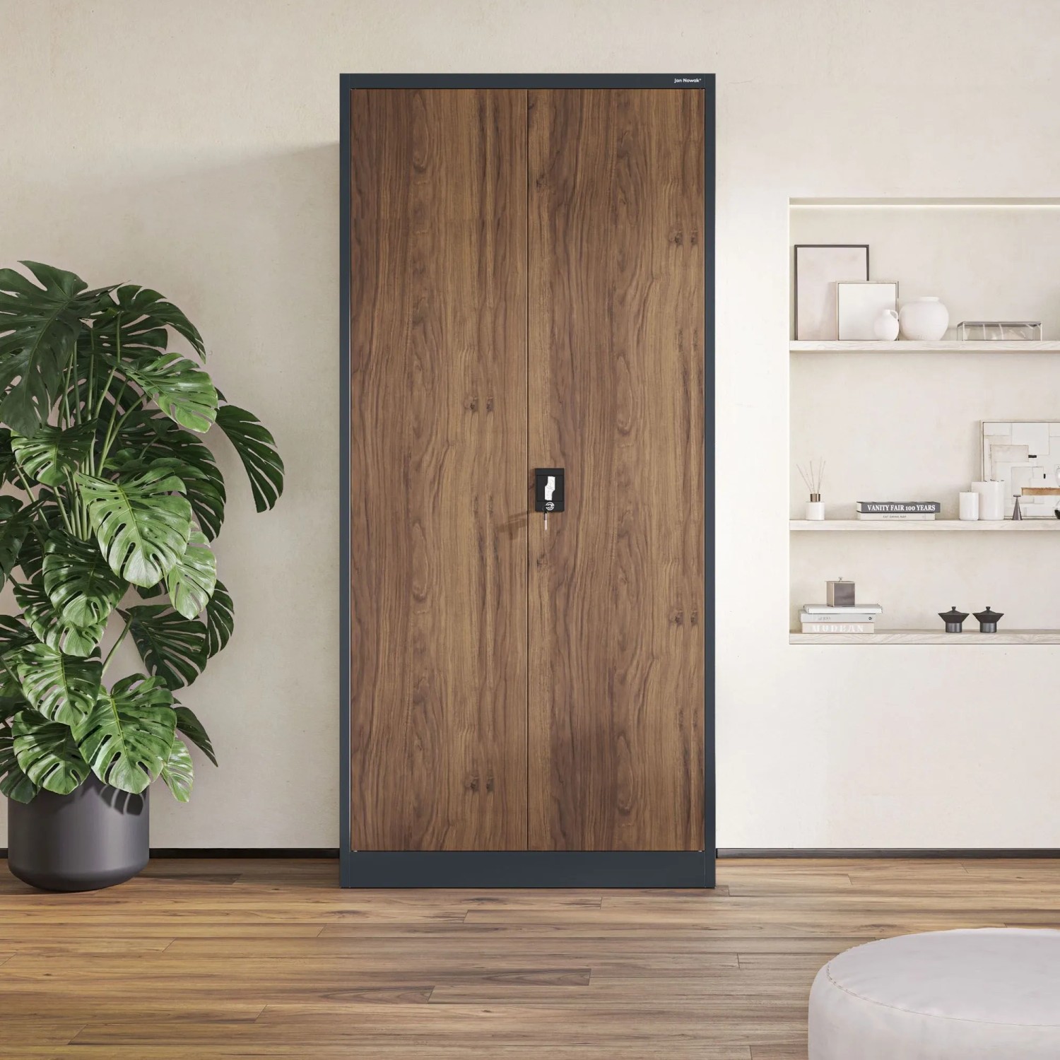 Jan Nowak Aktenschrank Büroschrank JAN H 195 x 90 x 40 cm Eco Design Anthrazit Nussbaum_7