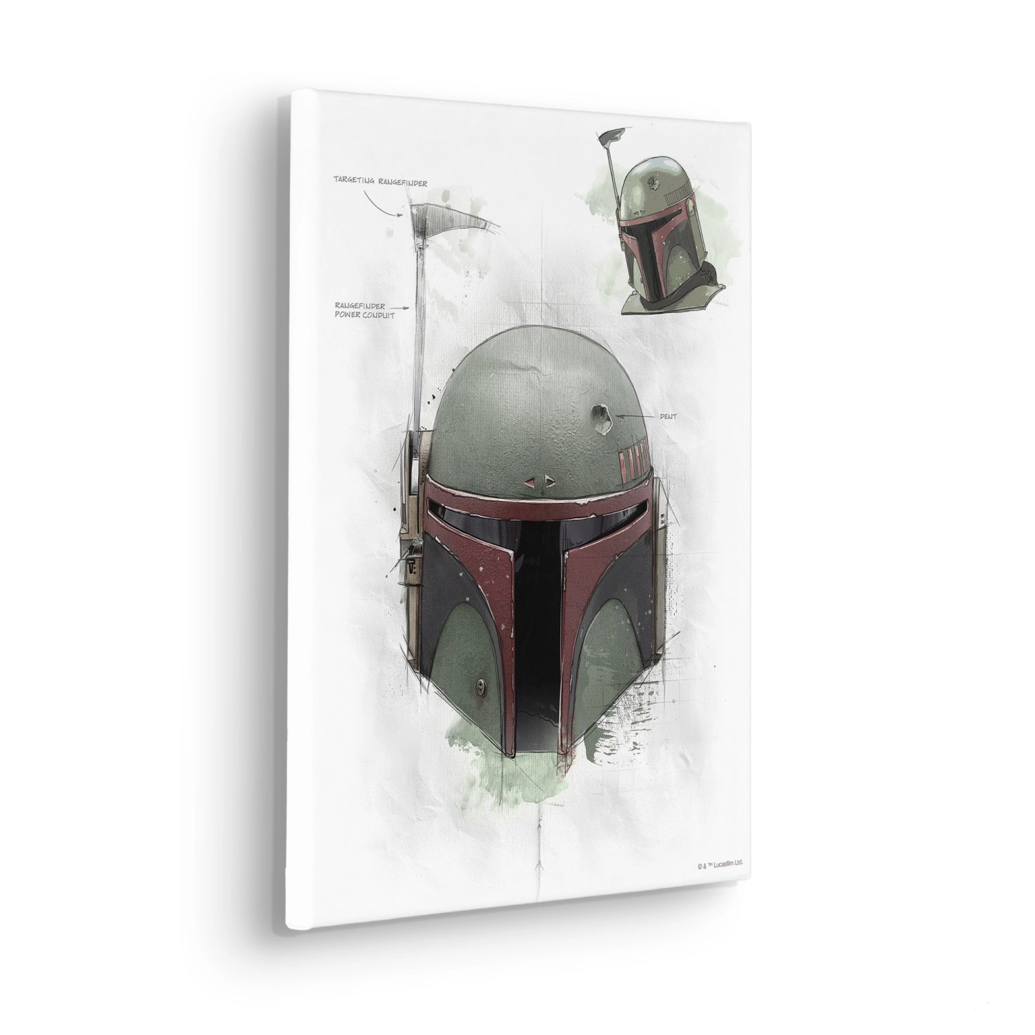 Komar Keilrahmenbild Star Wars Boba Fett Helmet Sketch Grau günstig online kaufen