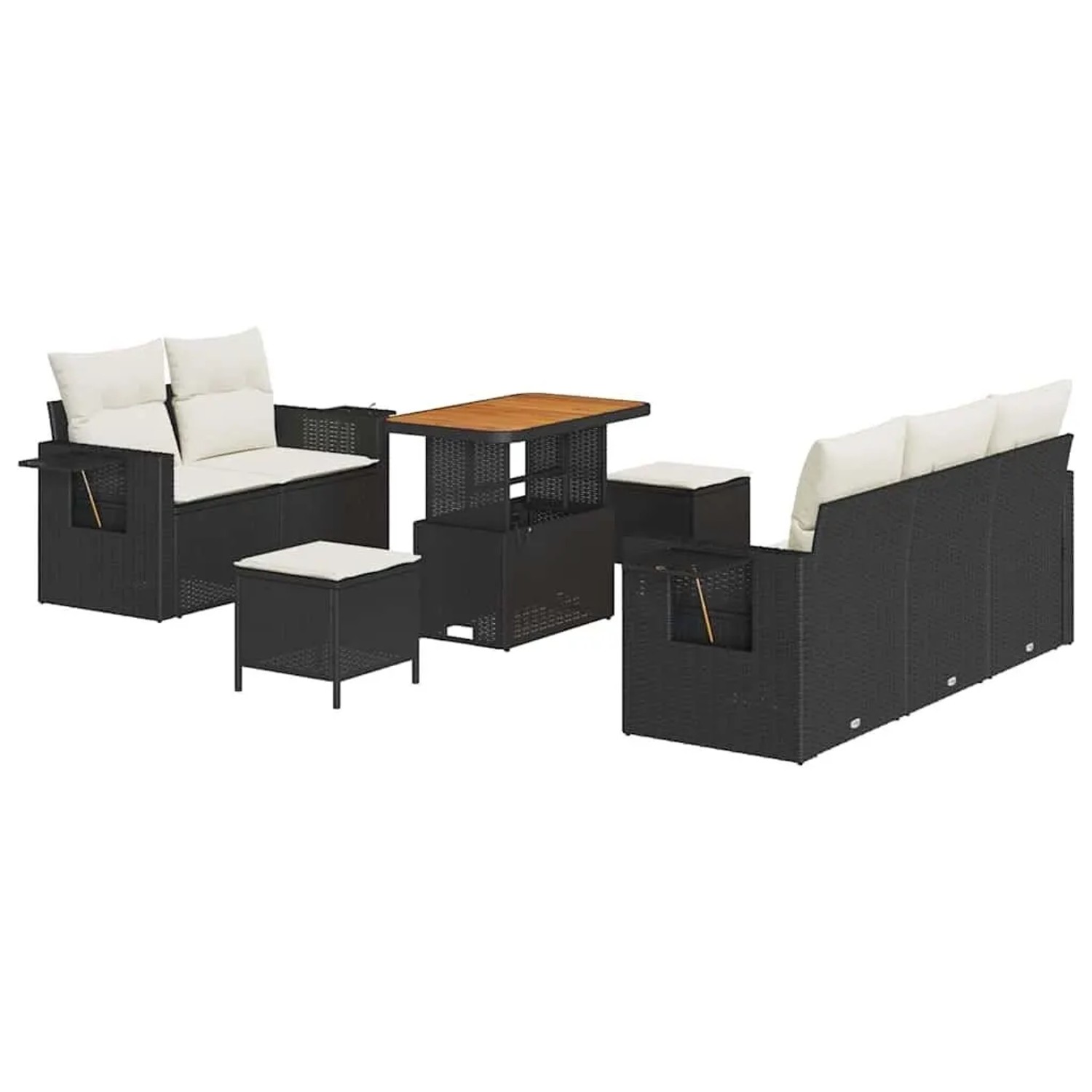 vidaXL Gartensofa-set mit Kissen 10-Tlg Schwarz und Creme Poly-Rattan 33636 günstig online kaufen