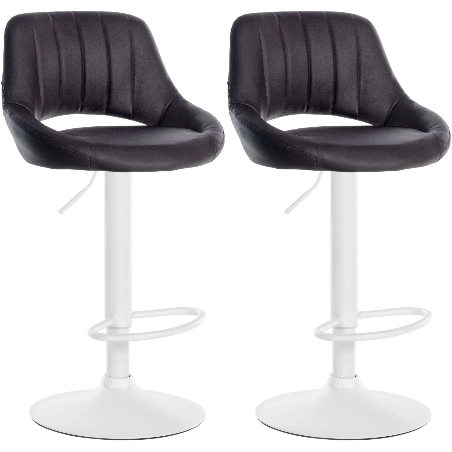 DELUKE 2er Set Barhocker SEGAD Kunstleder Braun 47x48x85cm Weiß Barstuhl Höhenverstellbar Mit Lehne Drehbar Tresenhocker Tresenstuhl