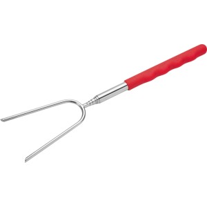 Ausziehbare Jamestown BBQ Gabel aus Edelstahl mit rotem Griff. Grillutensil für sicheres Grillen.