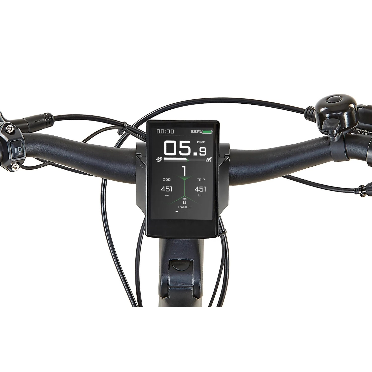 Nahaufnahme des Displays vom Prophete City E-Bike Geniesser 5.0 mit Geschwindigkeitsanzeige.